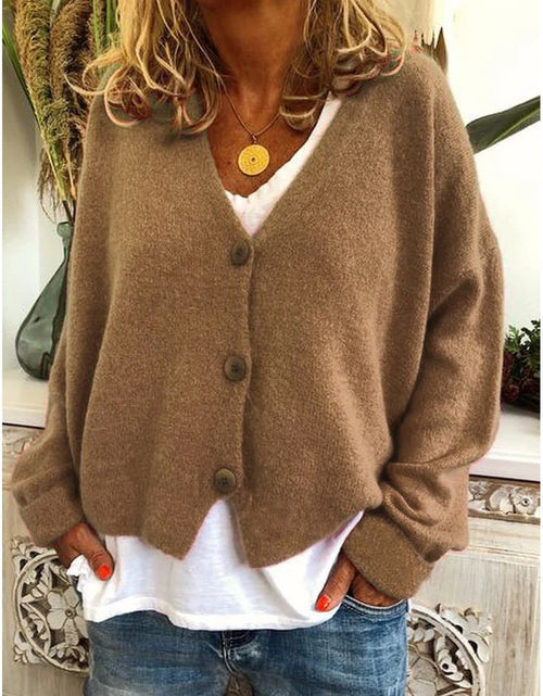 Load image into Gallery viewer, Women Sweaters Cardigan Solid Bright Color Autumn Winter Long Sleeve
