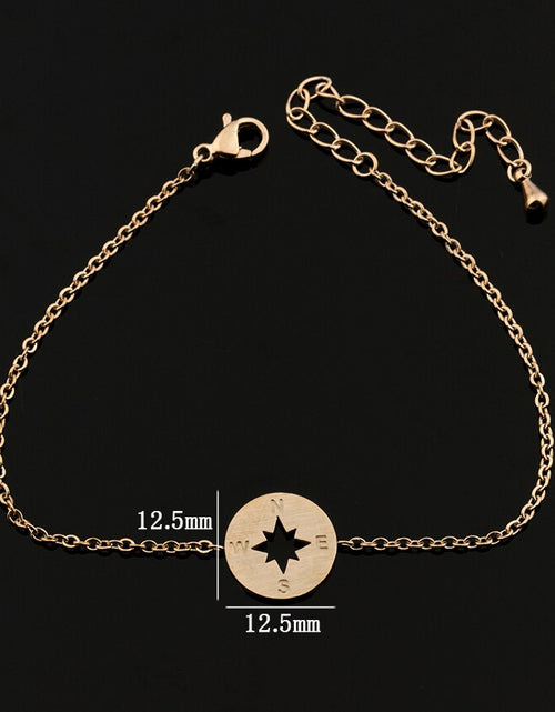Load image into Gallery viewer, Gold Compass Bracelet Stainless Steel Dainty Disc

