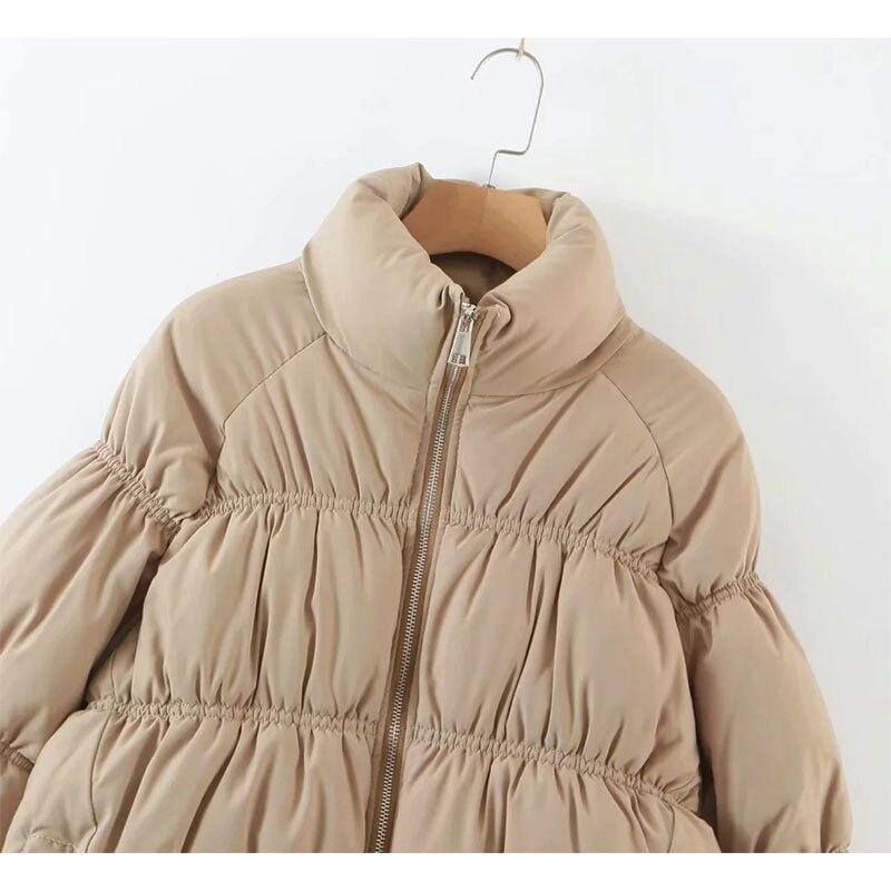 Women Parkas Solid Standard Collar Zipper Jacket Winter