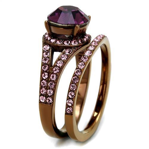 Load image into Gallery viewer, TK2745 - IP Coffee light Stainless Steel Ring with Top Grade Crystal
