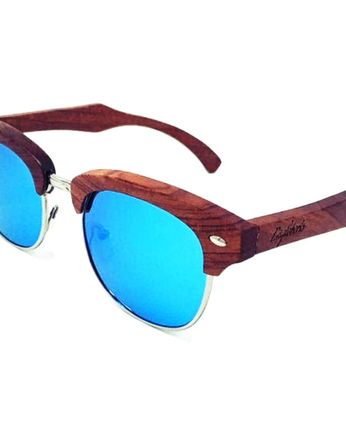 Load image into Gallery viewer, Brazilian Pear Wood Sunglasses, Ice Blue Polarized Lenses
