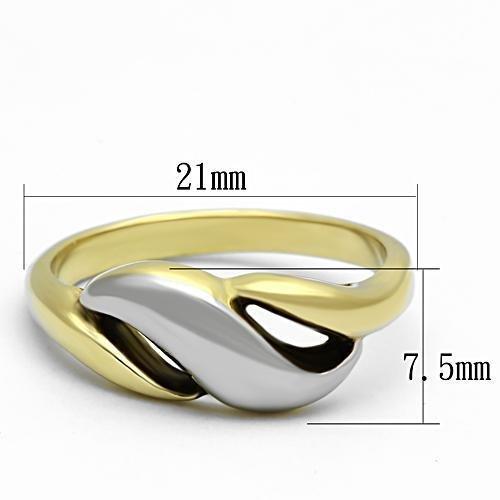 TK1089 - Two-Tone IP Gold (Ion Plating) Stainless Steel Ring with No